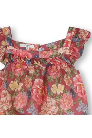 Tuta intera con stampa floreale Garnet Rose CHLOÉ KIDS | C2082546Y